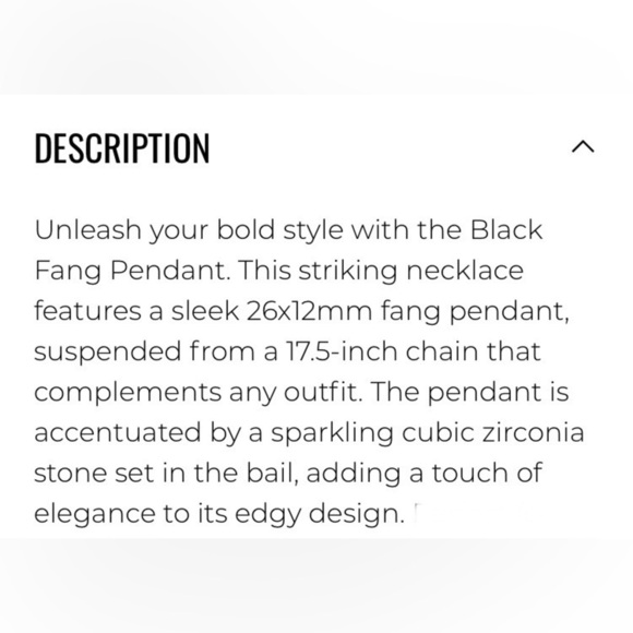 Black Fang Pendant Necklace - Picture 3 of 3